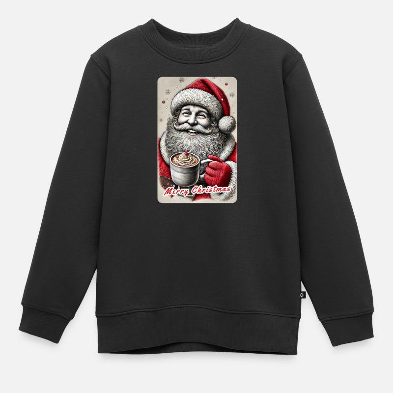 Joyeux Père Noël avec chocolat chaud - Sweat Premium enfant bio - noir