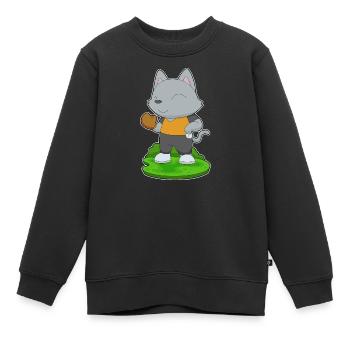 Cat Baseball Gant de baseball - Sweat Premium enfant bio - noir - Devant - AI Model Kid Female (0cm)