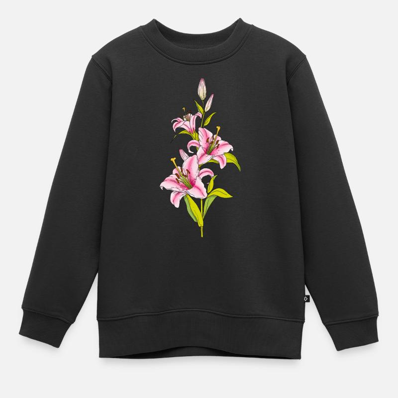 Lilie - Kinder Premium Organic Sweatshirt - Schwarz