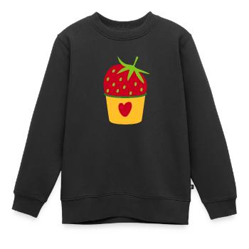 Glace Glace Crème glacée Fraise Glace Cupcake Sweet - Sweat Premium enfant bio - noir - Devant - AI Model Kid Female (0cm)