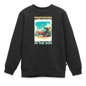 Gaming Konsole am Strand im Sonnenlicht - Kinder Premium Organic Sweatshirt - Schwarz - Vorne - AI Model Kid Female (0cm)