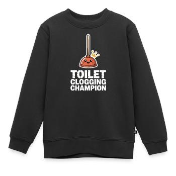 Champion du bouchon des toilettes Klo Humour - Sweat Premium enfant bio - noir - Devant - AI Model Kid Female (0cm)