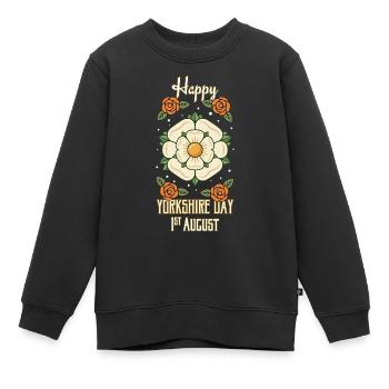 Happy Yorkshire Day 1st August Yorkshire Symbol - Kinder Premium Organic Sweatshirt - Schwarz - Vorne - AI Model Kid Female (0cm)