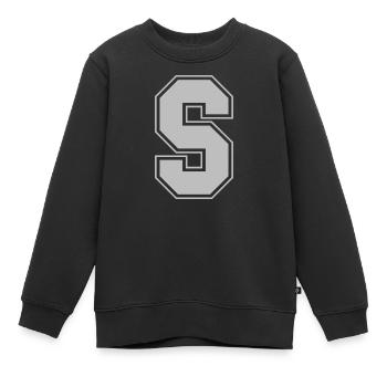 Monogramm Grey Green College House Initial S - Kinder Premium Organic Sweatshirt - Schwarz - Vorne - AI Model Kid Female (0cm)