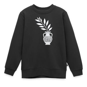 Antike Vase mit Blattzweigen - Kinder Premium Organic Sweatshirt - Schwarz - Vorne - AI Model Kid Female (0cm)