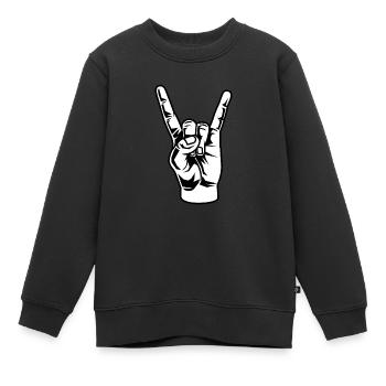 Main rock 'n' roll - Sweat Premium enfant bio - noir - Devant - AI Model Kid Female (0cm)