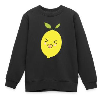 Kawaii Citron Kawaii Fruits Kawaii Kids Design - Sweat Premium enfant bio - noir - Devant - AI Model Kid Female (0cm)