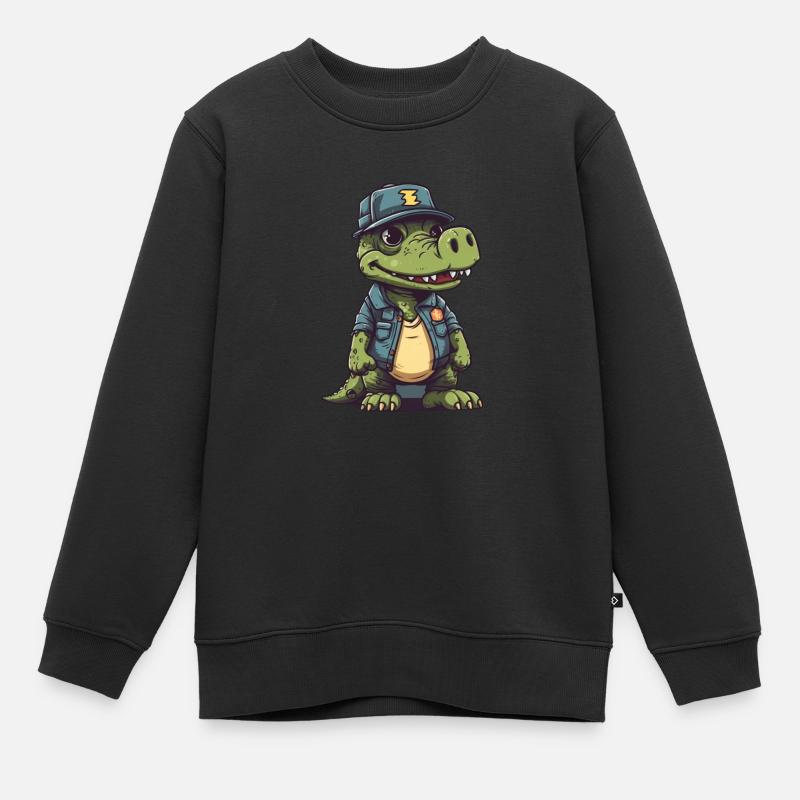 krokodil - Kinder Premium Organic Sweatshirt - Schwarz