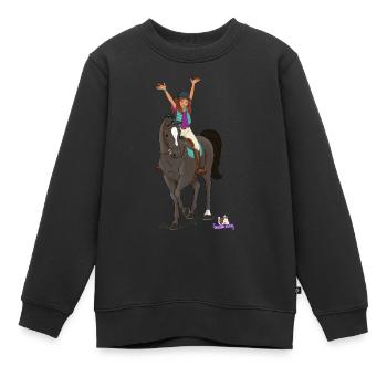 Infiltrante Horse Club Lisa & Storm Pose - Sweat Premium enfant bio - noir - Devant - AI Model Kid Female (0cm)