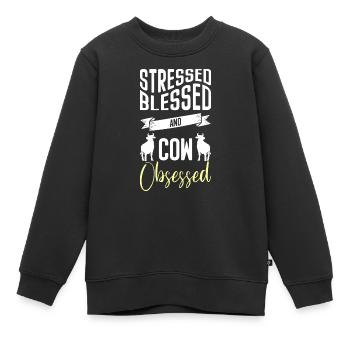 Kuh Landwirt Kuhglocke Nutztier - Kinder Premium Organic Sweatshirt - Schwarz - Vorne - AI Model Kid Female (0cm)