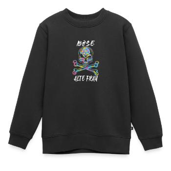 Böse Alte Frau Ironie Camouflage Totenkopf Bikerin - Kinder Premium Organic Sweatshirt - Schwarz - Vorne - AI Model Kid Female (0cm)