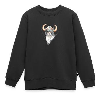 Viking Kitty Cat - Kids Premium Organic Sweatshirt - black - Front - AI Model Kid Female (0cm)