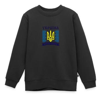 Kiev Trysub drapeau cyrillique cadeau Ukraine - Sweat Premium enfant bio - noir - Devant - AI Model Kid Female (0cm)