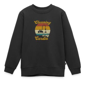 Cleaning is my Cardio / Putzen - Kids Premium Organic Sweatshirt - black - Front - AI Model Kid Female (0cm)