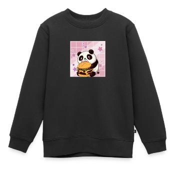 Cute Kawaii Panda, The Burger Anime Manga Otaku - Kids Premium Organic Sweatshirt - black - Front - AI Model Kid Female (0cm)