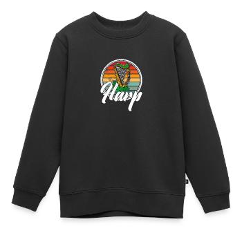 Musikschule Harfe Harfenist Irland Irisch - Kinder Premium Organic Sweatshirt - Schwarz - Vorne - AI Model Kid Female (0cm)