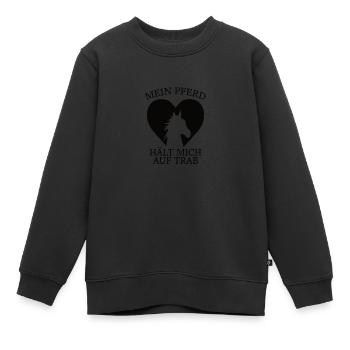 Mein Pferd hält mich auf Trab - Kinder Premium Organic Sweatshirt - Schwarz - Vorne - AI Model Kid Female (0cm)