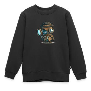 Detektiv-Bot - Kinder Premium Organic Sweatshirt - Schwarz - Vorne - AI Model Kid Female (0cm)
