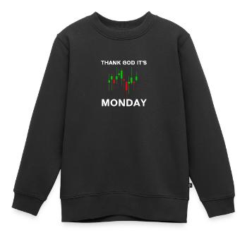 Dieu merci, c’est le jour du graphique boursier du lundi Marché boursier - Sweat Premium enfant bio - noir - Devant - AI Model Kid Female (0cm)