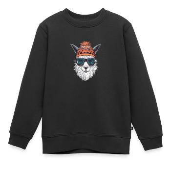 Lama Wintersport - Kinder Premium Organic Sweatshirt - Schwarz - Vorne - AI Model Kid Female (0cm)