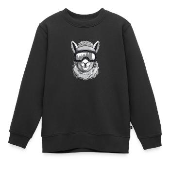 Lama Wintersport - Kinder Premium Organic Sweatshirt - Schwarz - Vorne - AI Model Kid Female (0cm)