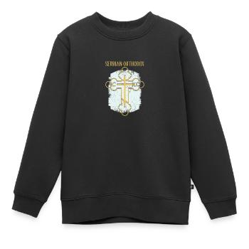 Serbien Belgrad Balkan Orthodox Flagge Kreuz - Kinder Premium Organic Sweatshirt - Schwarz - Vorne - AI Model Kid Female (0cm)