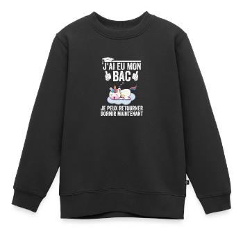 baccalauréat 2024 cadeau félicitation bac licorne - Sweat Premium enfant bio - noir - Devant - AI Model Kid Female (0cm)