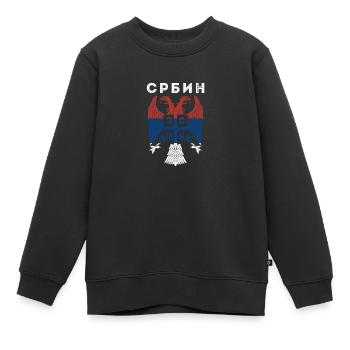 Serbe Serbisch Flagge Adler Landesfarben Balkan Re - Kinder Premium Organic Sweatshirt - Schwarz - Vorne - AI Model Kid Female (0cm)