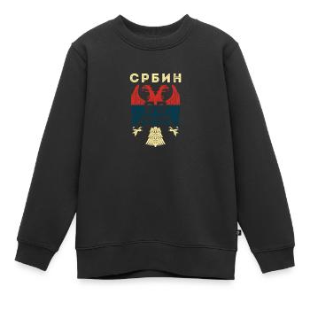 Serbe Serbisch Flagge Adler Landesfarben Balkan Re - Kinder Premium Organic Sweatshirt - Schwarz - Vorne - AI Model Kid Female (0cm)