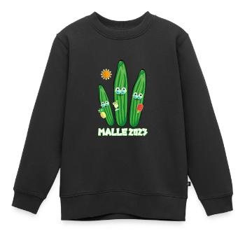 gurken familie,gurken,gurke,malle, Mallorca - Kinder Premium Organic Sweatshirt - Schwarz - Vorne - AI Model Kid Female (0cm)