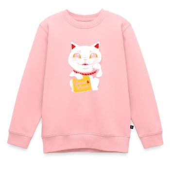 Maneki Neko Japan Glücksbringer - Kinder Premium Organic Sweatshirt - Rosa - Vorne - AI Model Kid Female (0cm)