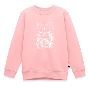 Porte-bonheur Maneki Neko Japon - Sweat Premium enfant bio - rose - Devant - AI Model Kid Female (0cm)