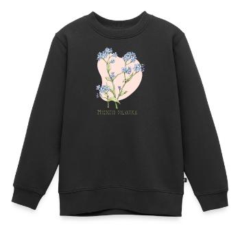 Dessin botanique myosotis - Sweat Premium enfant bio - noir - Devant - AI Model Kid Female (0cm)