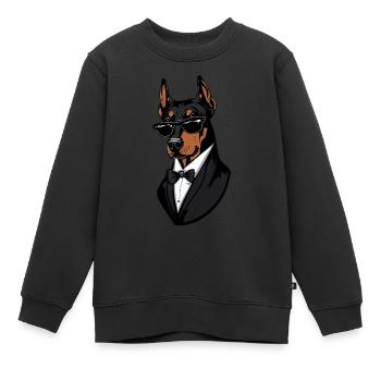 Doberman L’agent des services secrets - Sweat Premium enfant bio - noir - Devant - AI Model Kid Female (0cm)