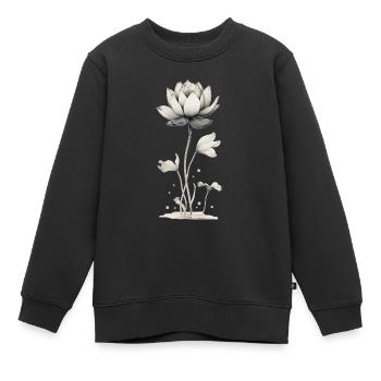 Nénuphar en fleur de lotus - Sweat Premium enfant bio - noir - Devant - AI Model Kid Female (0cm)