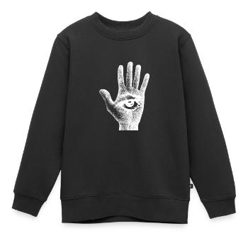 Hand Auge alles sehend - Kinder Premium Organic Sweatshirt - Schwarz - Vorne - AI Model Kid Female (0cm)
