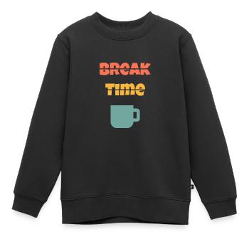Break time / Pause - Sweat Premium enfant bio - noir - Devant - AI Model Kid Female (0cm)
