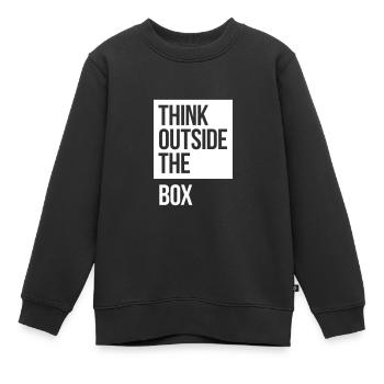 Think Outside The Box - Kids Premium Organic Sweatshirt - black - Front - AI Model Kid Female (0cm)