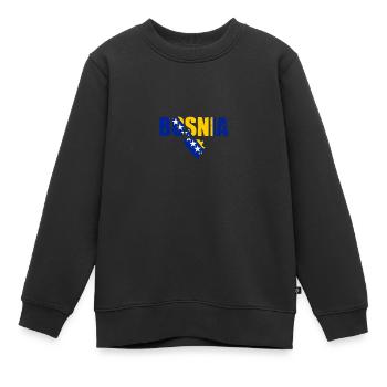 Bosnia Vintage Karte Bosnien Flagge Bosnier - Kinder Premium Organic Sweatshirt - Schwarz - Vorne - AI Model Kid Female (0cm)