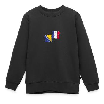 Bosnien Frankreich Flagge Französisch Bosnier - Kinder Premium Organic Sweatshirt - Schwarz - Vorne - AI Model Kid Female (0cm)