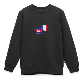 Kambodscha Frankreich Flagge Kambodschaner - Kinder Premium Organic Sweatshirt - Schwarz - Vorne - AI Model Kid Female (0cm)