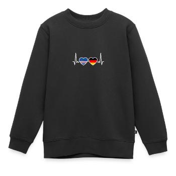 Kap Verde Deutschland Herzschlag Flagge Kapverden - Kinder Premium Organic Sweatshirt - Schwarz - Vorne - AI Model Kid Female (0cm)