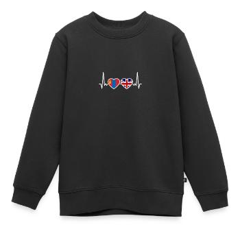 Mongolie Drapeau de battement de cœur britannique Mongol britannique - Sweat Premium enfant bio - noir - Devant - AI Model Kid Female (0cm)