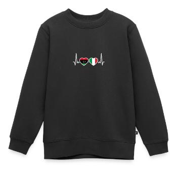 Libyen Italien Herzschlag Flagge Libyer - Kinder Premium Organic Sweatshirt - Schwarz - Vorne - AI Model Kid Female (0cm)