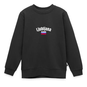Ljubljana, Slovénie, Drapeau slovène, Slovène - Sweat Premium enfant bio - noir - Devant - AI Model Kid Female (0cm)