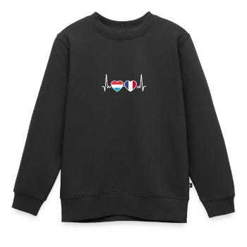 Luxembourg France Heartbeat Flag Luxembourger - Sweat Premium enfant bio - noir - Devant - AI Model Kid Female (0cm)