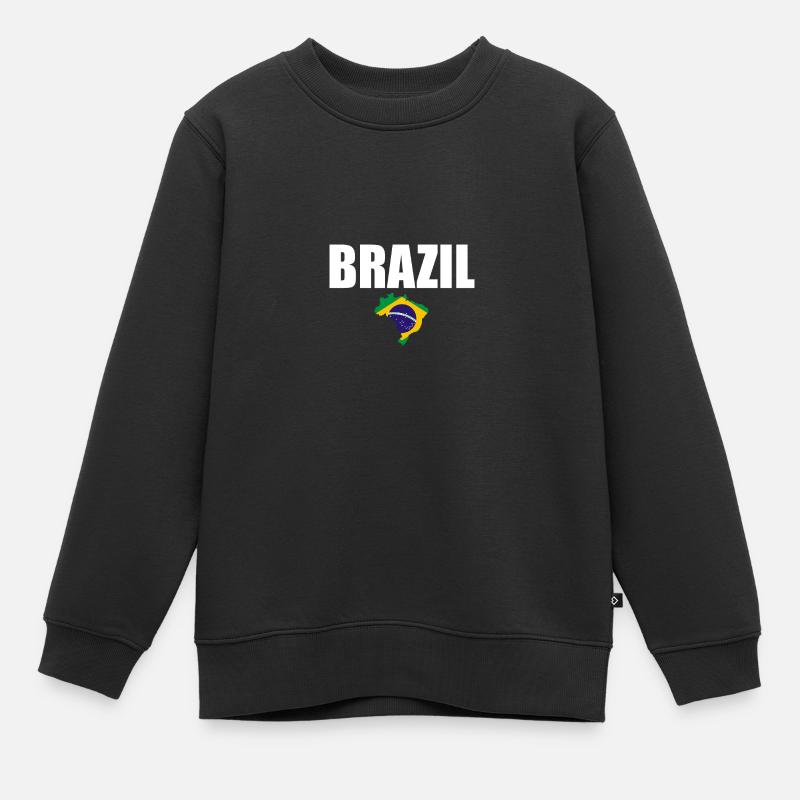 Carte Brésil Brésil Drapeau brésilien - Sweat Premium enfant bio - noir