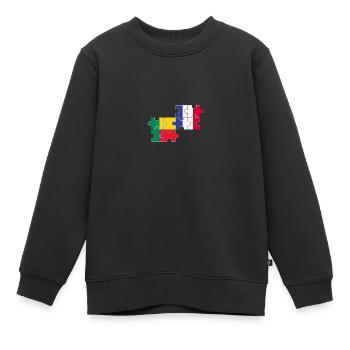 Bénin France Drapeau Béninois - Sweat Premium enfant bio - noir - Devant - AI Model Kid Female (0cm)