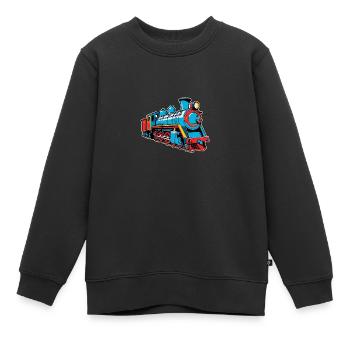Locomotive à vapeur colorée pour les petits cheminots - Sweat Premium enfant bio - noir - Devant - AI Model Kid Female (0cm)