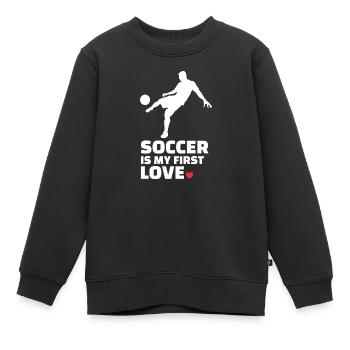 Ich Liebe Fußball Stilvolles - Kinder Premium Organic Sweatshirt - Schwarz - Vorne - AI Model Kid Female (0cm)